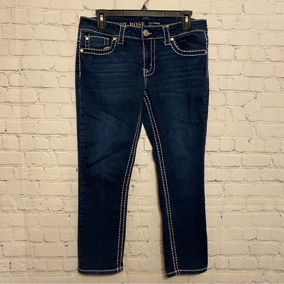 Knox Rose Womens Jeans sz 10 Crop Skinny Power Stretch Thick Stitching Pockets - Picture 1 of 8